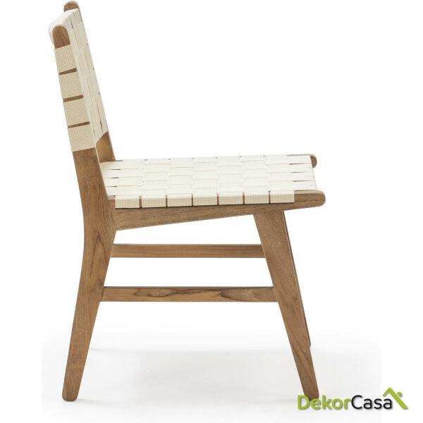 Silla 50X53X81 Madera De Teca/Tejido Nylon Natural/Beige