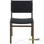 Silla 50X56X87 Madera Topo/Piel Azul Oscuro