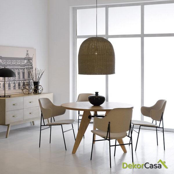 Silla 52X58X78 Metal Negro/Tela Beige