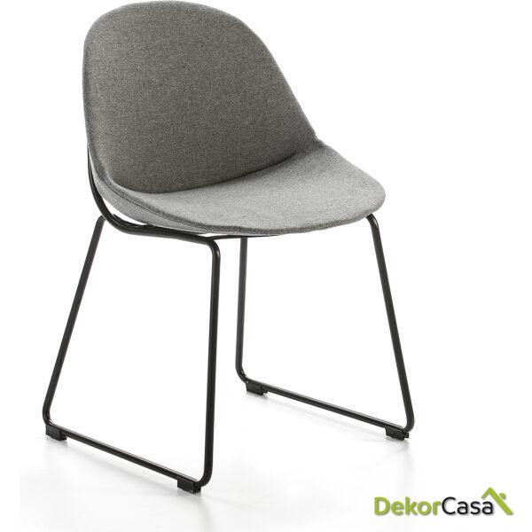 Silla 53X53X79 Metal Negro/Tela Gris