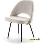 Silla 54X58X80 Metal Negro/Tela Blanco