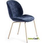 Silla 54X58X84 Metal Dorado/Tela Azul