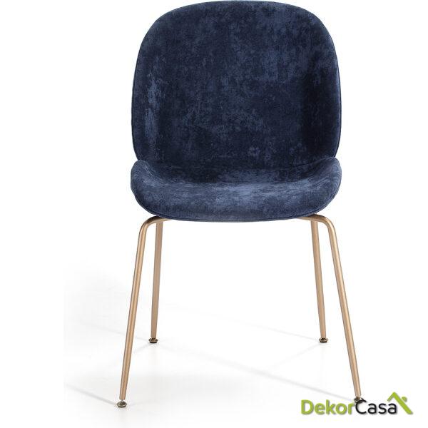 Silla 54X58X84 Metal Dorado/Tela Azul