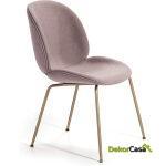 Silla 54X58X84 Metal Dorado/Tela Rosa