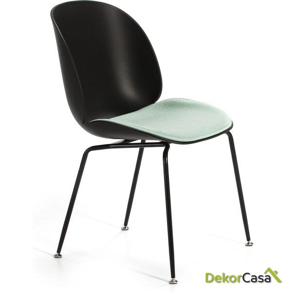 Silla 54X58X84 Metal Negro/Abs Negro/Tela Verde