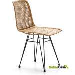 Silla 55X43X84 Metal Negro/Mimbre Natural