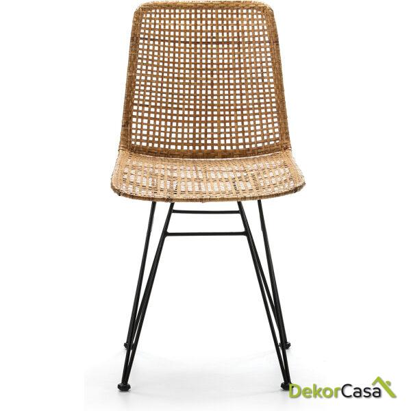 Silla 55X43X84 Metal Negro/Mimbre Natural