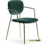 Silla 55X55X82 Metal Dorado/Tela Verde