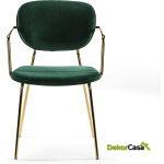 Silla 55X55X82 Metal Dorado/Tela Verde