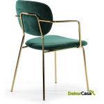 Silla 55X55X82 Metal Dorado/Tela Verde