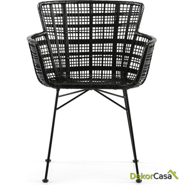 Silla 55X62X80 Metal Negro/Mimbre Negro