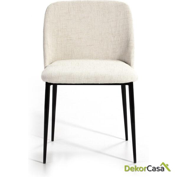 Silla 56X52X77 Metal Negro/Tela Blanco