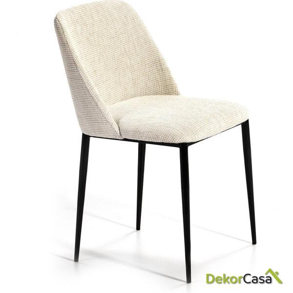 Silla 56X52X77 Metal Negro/Tela Blanco