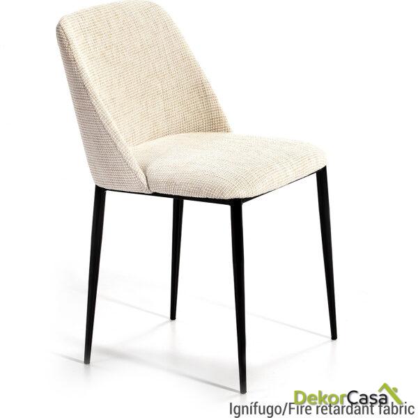 Silla 56X52X77 Metal/Tela Ignifuga Negro/Blanco