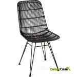 Silla 57X45X88 Metal/Mimbre Negro