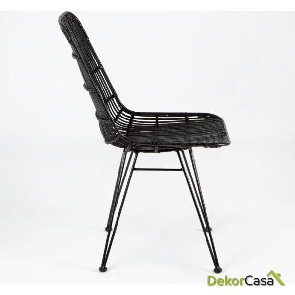 Silla 57X45X88 Metal/Mimbre Negro