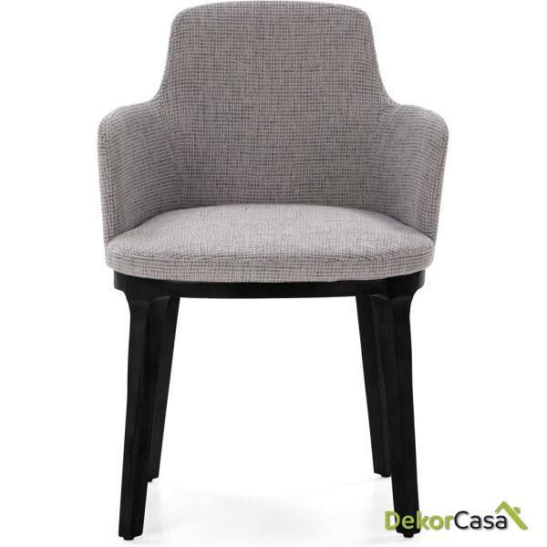 Silla 57X54X83 Madera Negro/Tela Gris