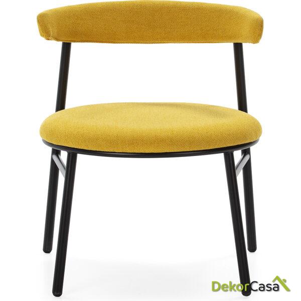 Silla 59X59X70 Metal Negro/Tela Amarillo