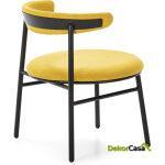 Silla 59X59X70 Metal Negro/Tela Amarillo