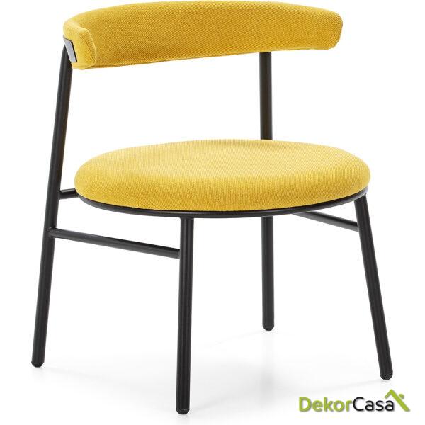 Silla 59X59X70 Metal Negro/Tela Amarillo