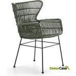 Silla 60X65X89 Metal Negro/Mimbre Verde