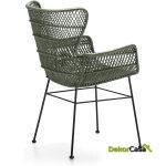 Silla 60X65X89 Metal Negro/Mimbre Verde