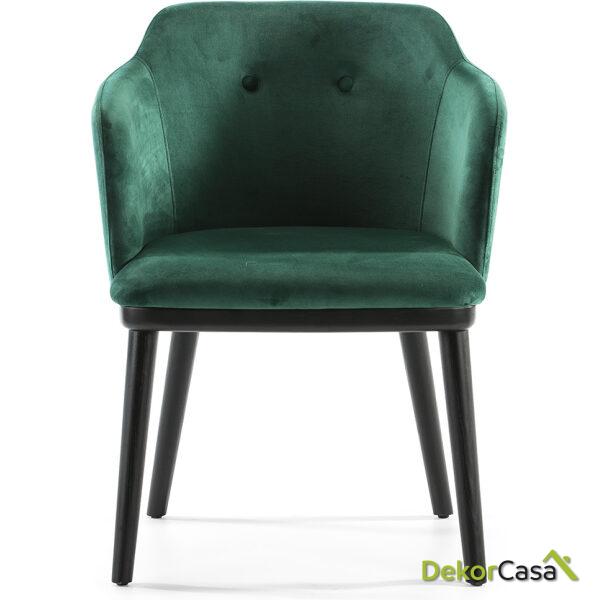 Silla 61X48X78 Madera De Haya/Tela Negro/Verde