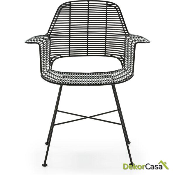 Silla 66X58X83 Mimbre/Metal Negro