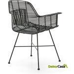 Silla 66X58X83 Mimbre/Metal Negro