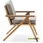 Silla 66X70X83 Madera De Teca/Tela Natural/Gris