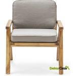 Silla 66X70X83 Madera De Teca/Tela Natural/Gris