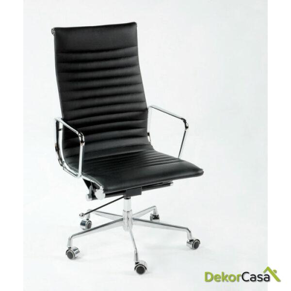 Silla De Despacho Regulable 58X64X107/115 Metal/Piel Negro