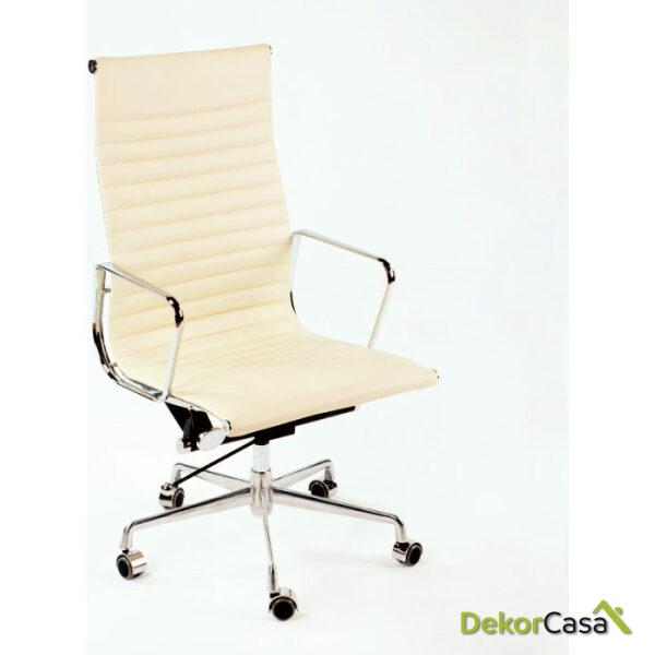 Silla De Despacho Regulable 58X64X107/115 Metalpiel Blanco Roto