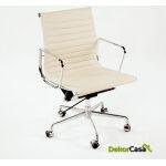 Silla De Despacho Regulable 58X64X89/97 Metal/Piel Blanco Roto