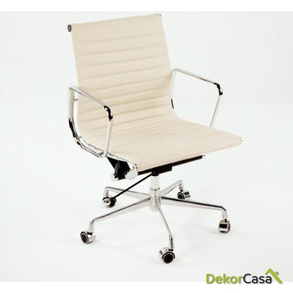 Silla De Despacho Regulable 58X64X89/97 Metal/Piel Blanco Roto