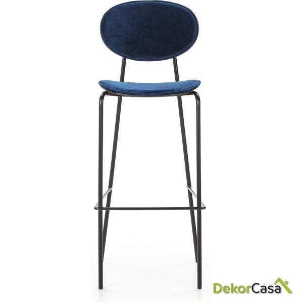 Taburete 42X51X107 Metal Negro/Abs Negro/Terciopelo Azul