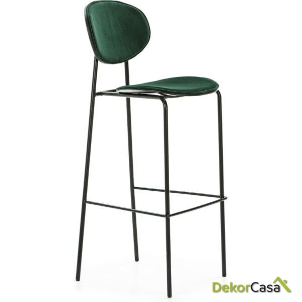 Taburete 42X51X107 Metal Negro/Abs Negro/Terciopelo Verde