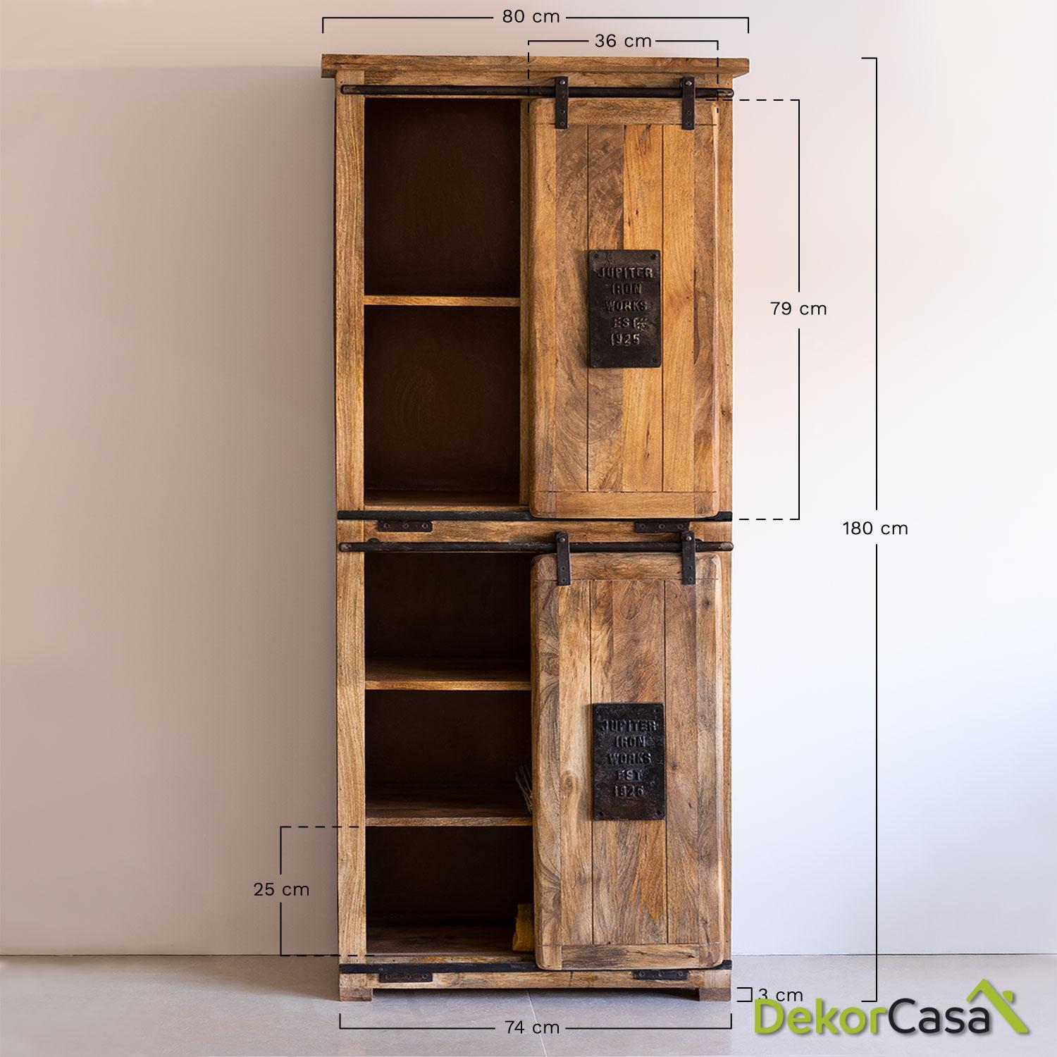 Armario con 2 puertas correderas en madera reciclada uain