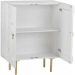 Armario Blanco-Oro Madera / Metal Salón 92 X 43 X 116 Cm