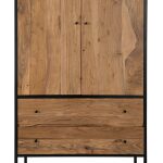 Armario Natural Madera-Metal Salón 90 X 45 X 190 Cm