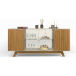 Buffet grenoble 4 puertas cristal roble y blanco roto 180 cms 1 jpg