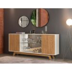 Buffet grenoble 4 puertas cristal roble y blanco roto 180 cms jpg