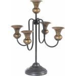 Candelabro Oro-Negro Metal Decoración 27,50 X 27,50 X 44,50