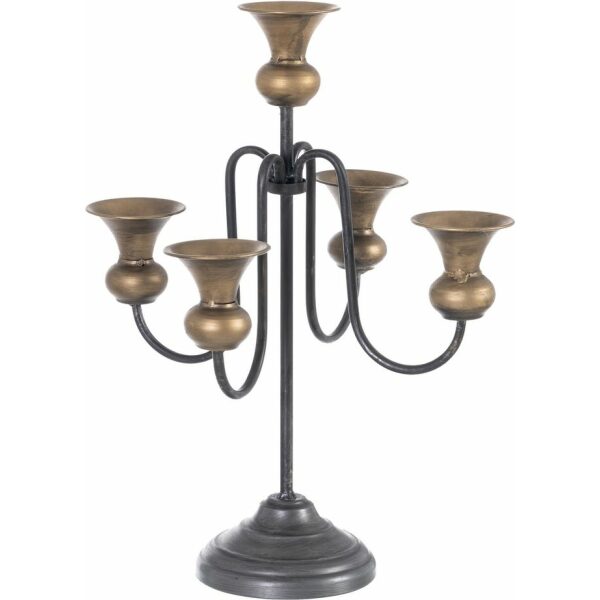 Candelabro Oro-Negro Metal Decoración 27,50 X 27,50 X 44,50