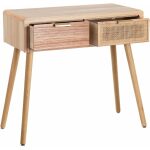 Consola Natural Madera-Ratán Salón 80 X 40 X 78 Cm