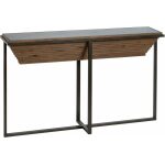 Consola Natural-Negro Madera-Metal 134 X 32 X 83 Cm