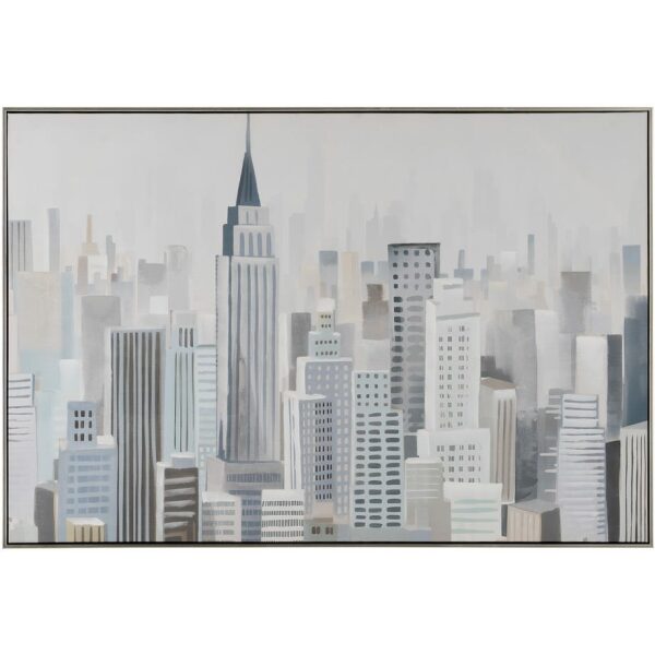 Cuadro Pintura Ciudad Lienzo Decoración 120 X 3,50 X 80 Cm