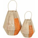 Farol Portavelas Crema-Naranja 31,50 X 31,50 X 39 Cm