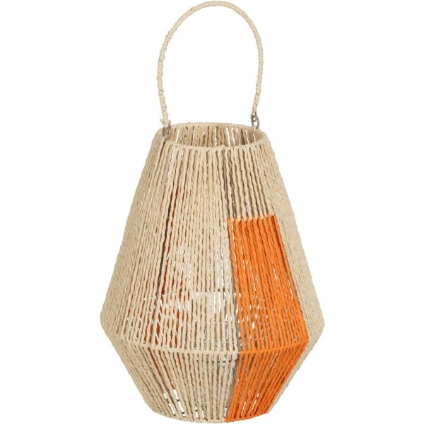 Farol Portavelas Crema-Naranja 31,50 X 31,50 X 39 Cm