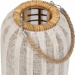 Farol Portavelas Natural-Beige Bambú 20 X 20 X 33 Cm